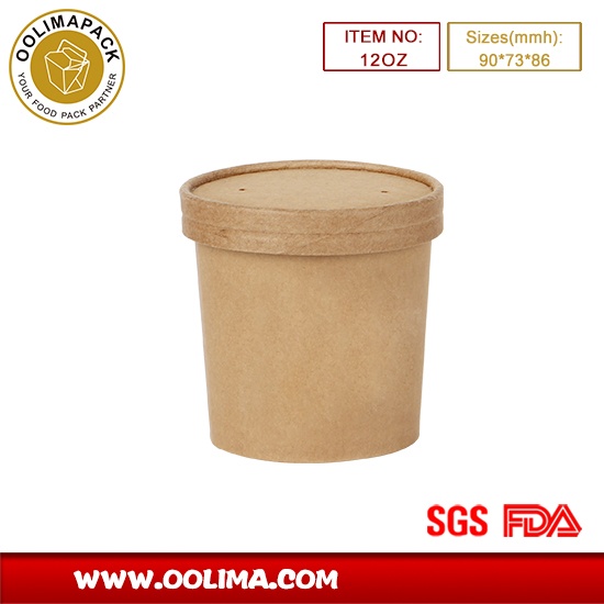 12OZ ice cream cup(Kraft paper paper lid)