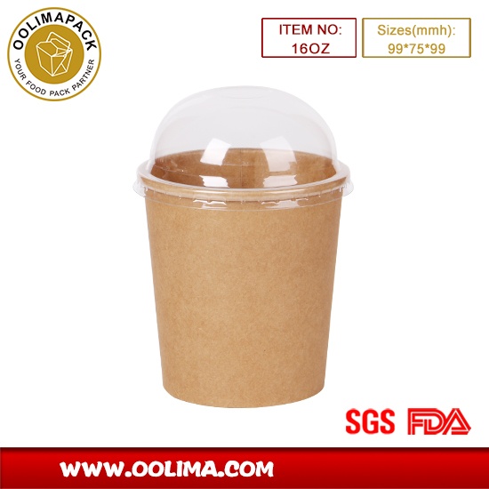 16OZ ice cream cup（kraft paper dome lid）