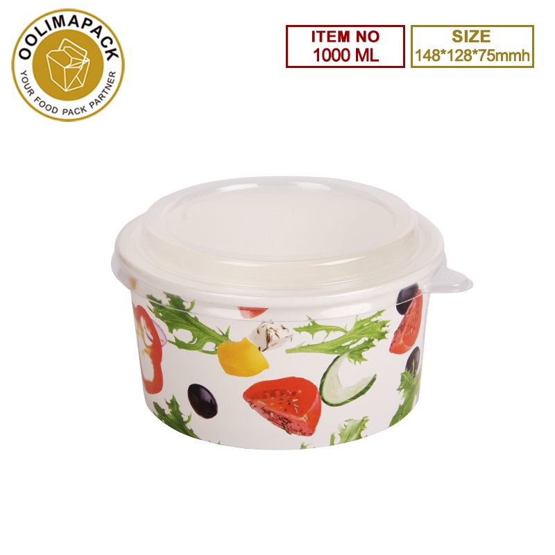1000ml paper salad bowl with lid