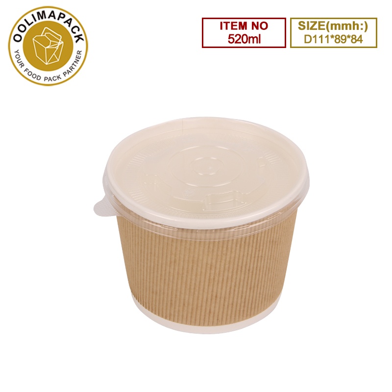 D111*89*84mmh Corrugated soup bowl with pp lid
