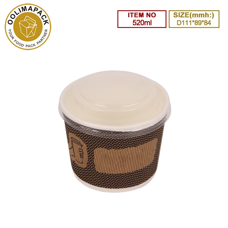D111*89*84mmh Corrugated soup bowl with PP lid