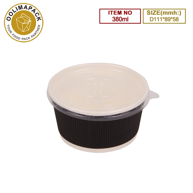 D111*89*58mmh Corrugated soup bowl with PP lid