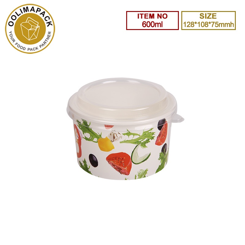 600ml paper salad bowl with lid