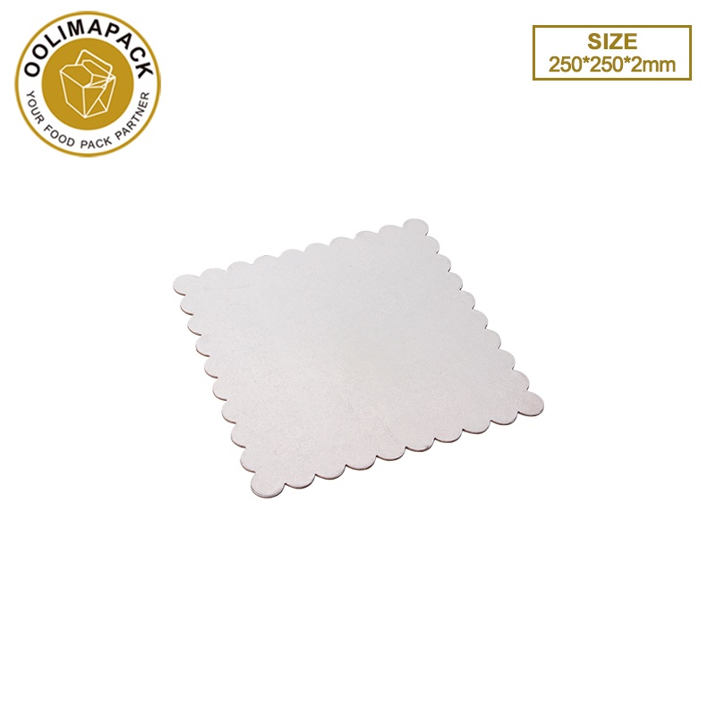 250*250*2mm Wave edge square silvery cake mat