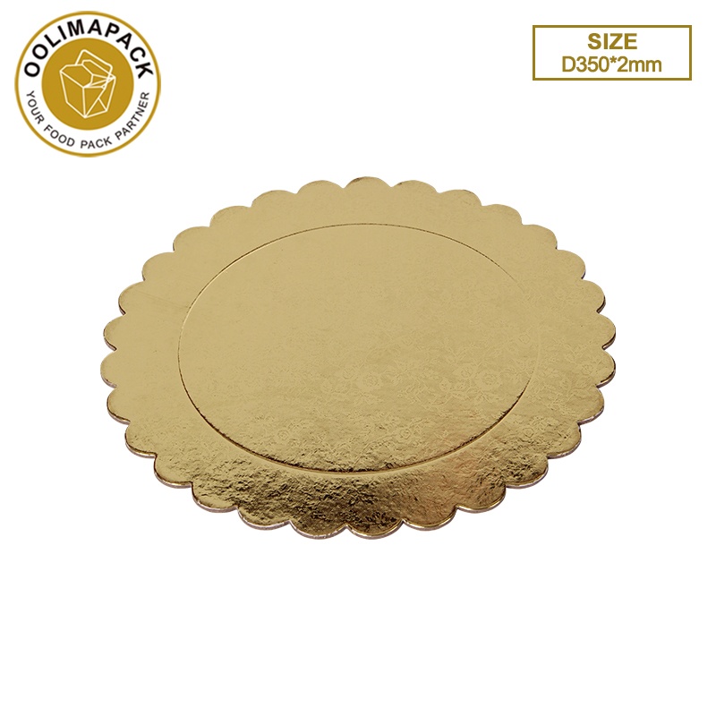 D350*2mm Wave edge round golden cake mat