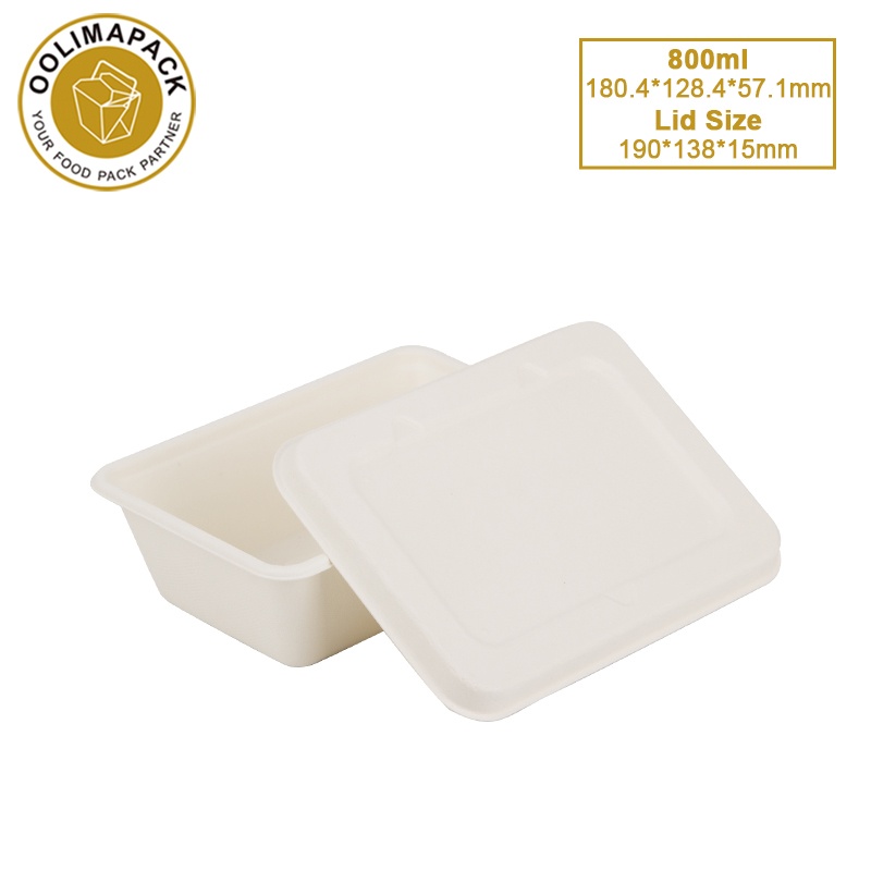 800ml Bagasse Box with Lid