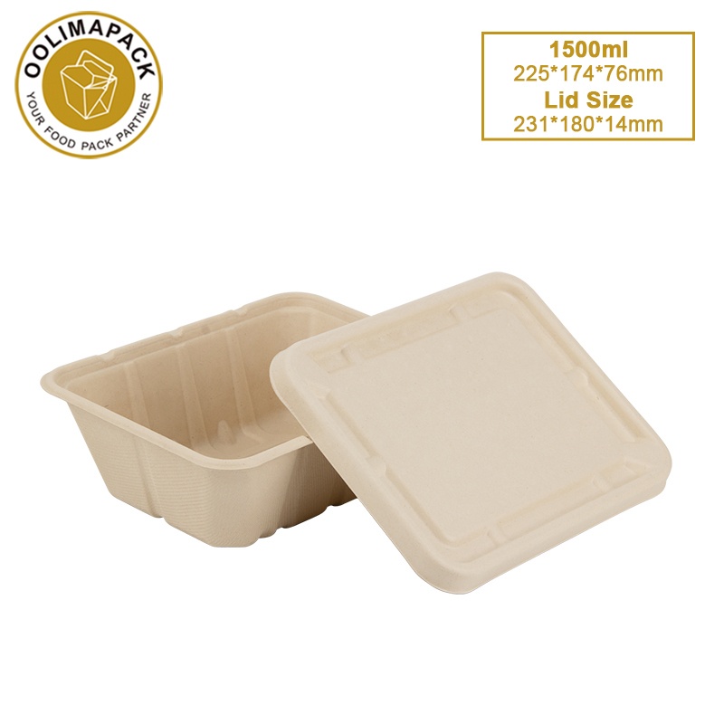 1500ml Bagasse Box with Lid