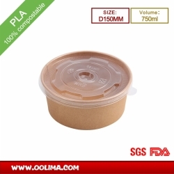 750ml Kraft salad bowl with PP lid  (D150MM）