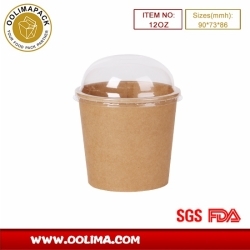 12OZ ice cream cup(Kraft paper dome lid)