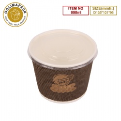 D135*101*96mmh Corrugated soup bowl with PP lid