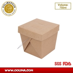 Square base kraft noodle box with handle