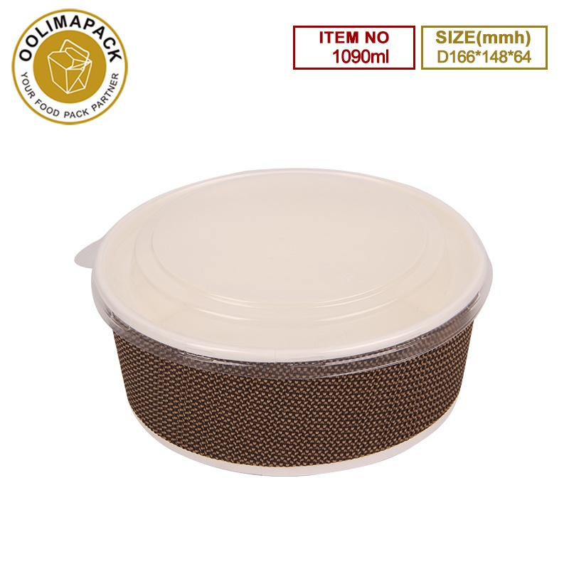 D166*148*64mmh Corrugated soup bowl with PP lid