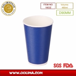 16oz ripple wall paper cup(horizontal stripes)
