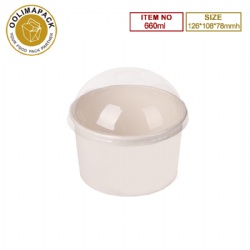 660ml White Salad Bowl with Lid