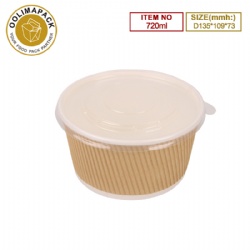 D135*109*73mmh Corrugated soup bowl with PP lid