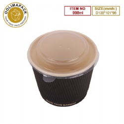 D135*101*96mmh Corrugated soup bowl with PP lid