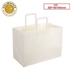 350*165*245mmh Flat handle white kraft paper bag