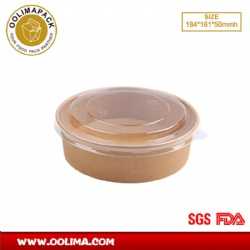 1000ml Kraft salad bowl with PET lid (D184MM)