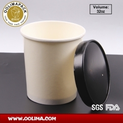 32OZ Soup cup with black lid